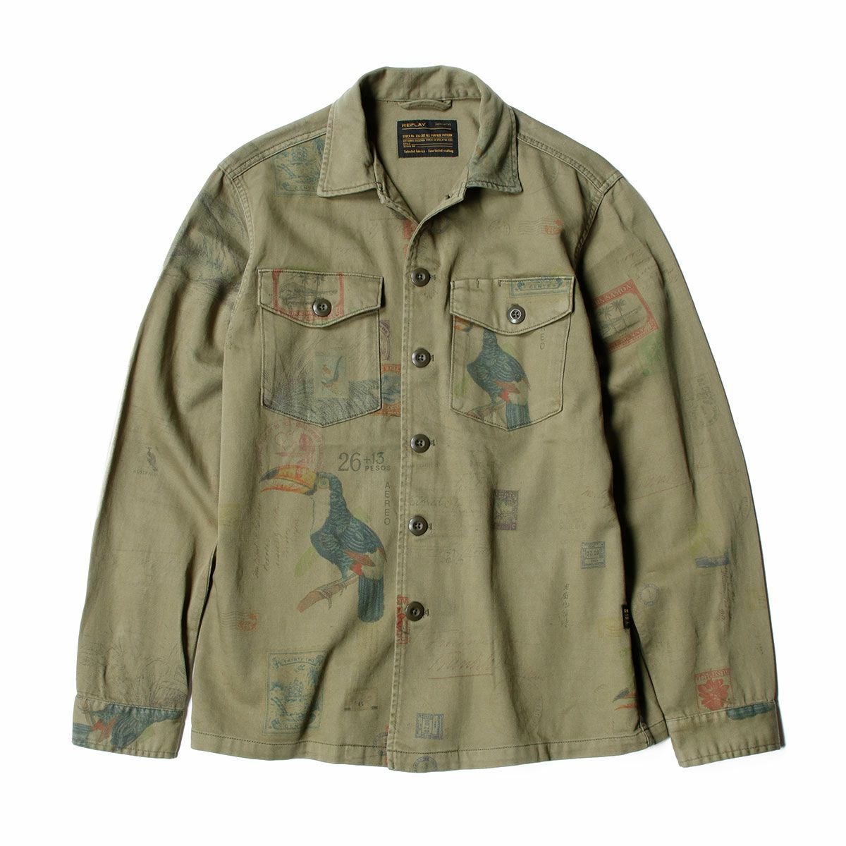 Replay｜コットンツイルアーミージャケット｜ファブリック｜ライトミリタリー