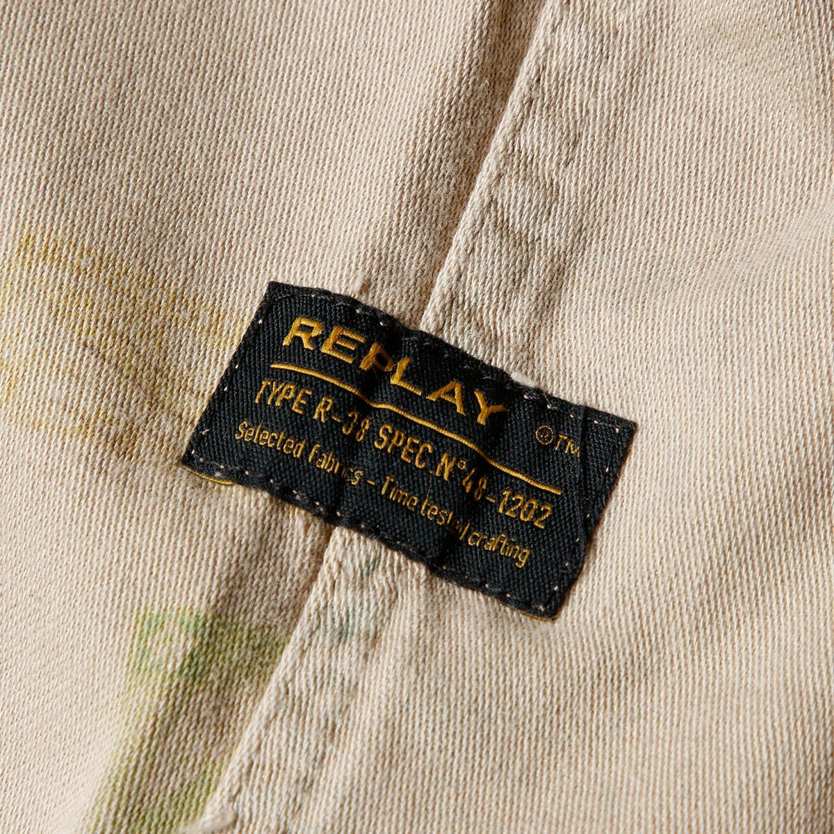 Replay｜コットンツイルアーミージャケット｜ファブリック｜ライトブラウン