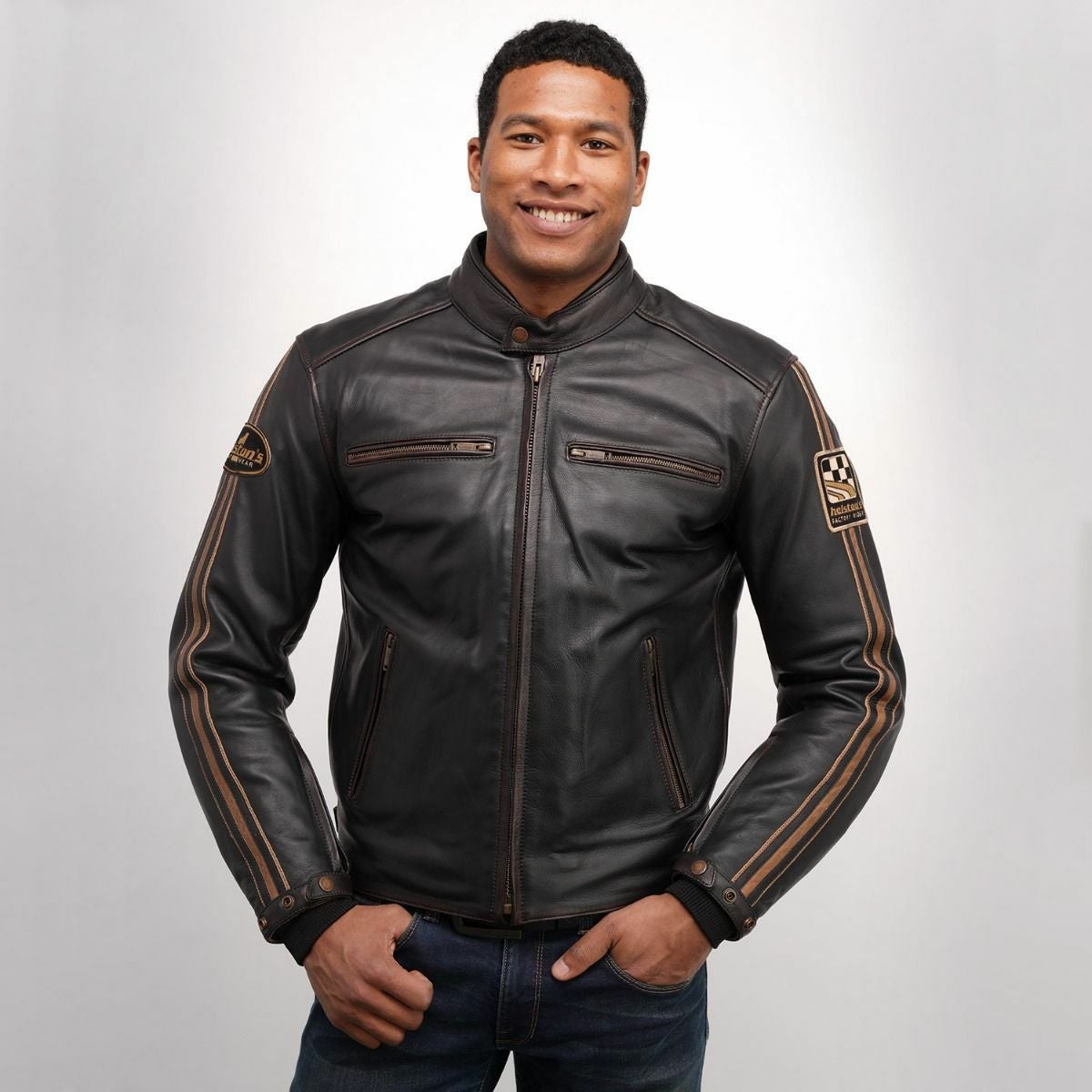 helstons｜エース オールディーズ レザー ジャケット｜｜モデル着用