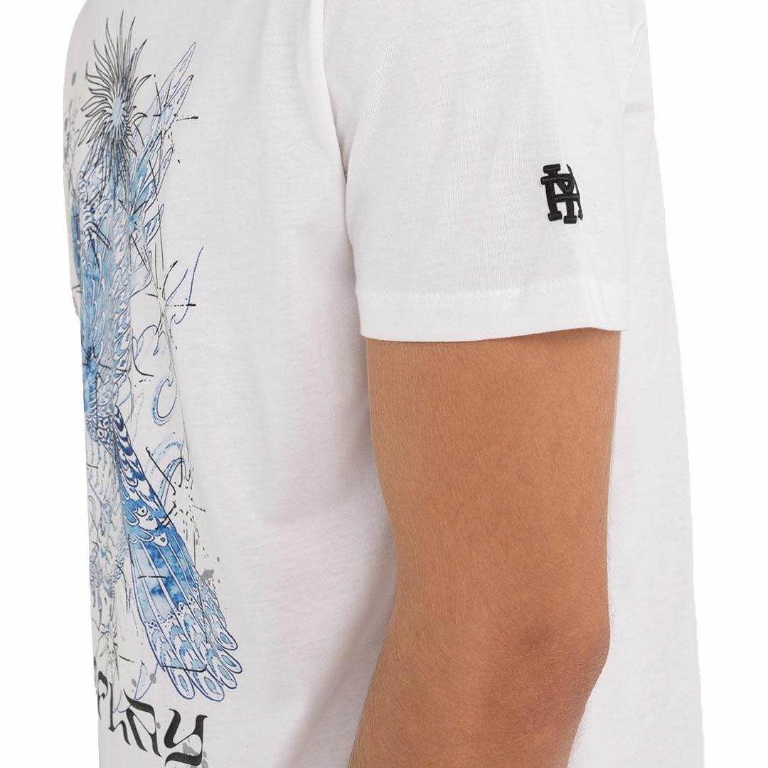 Replay｜イーグル オーガニックコットン Tシャツ｜ホワイト｜モデル着用