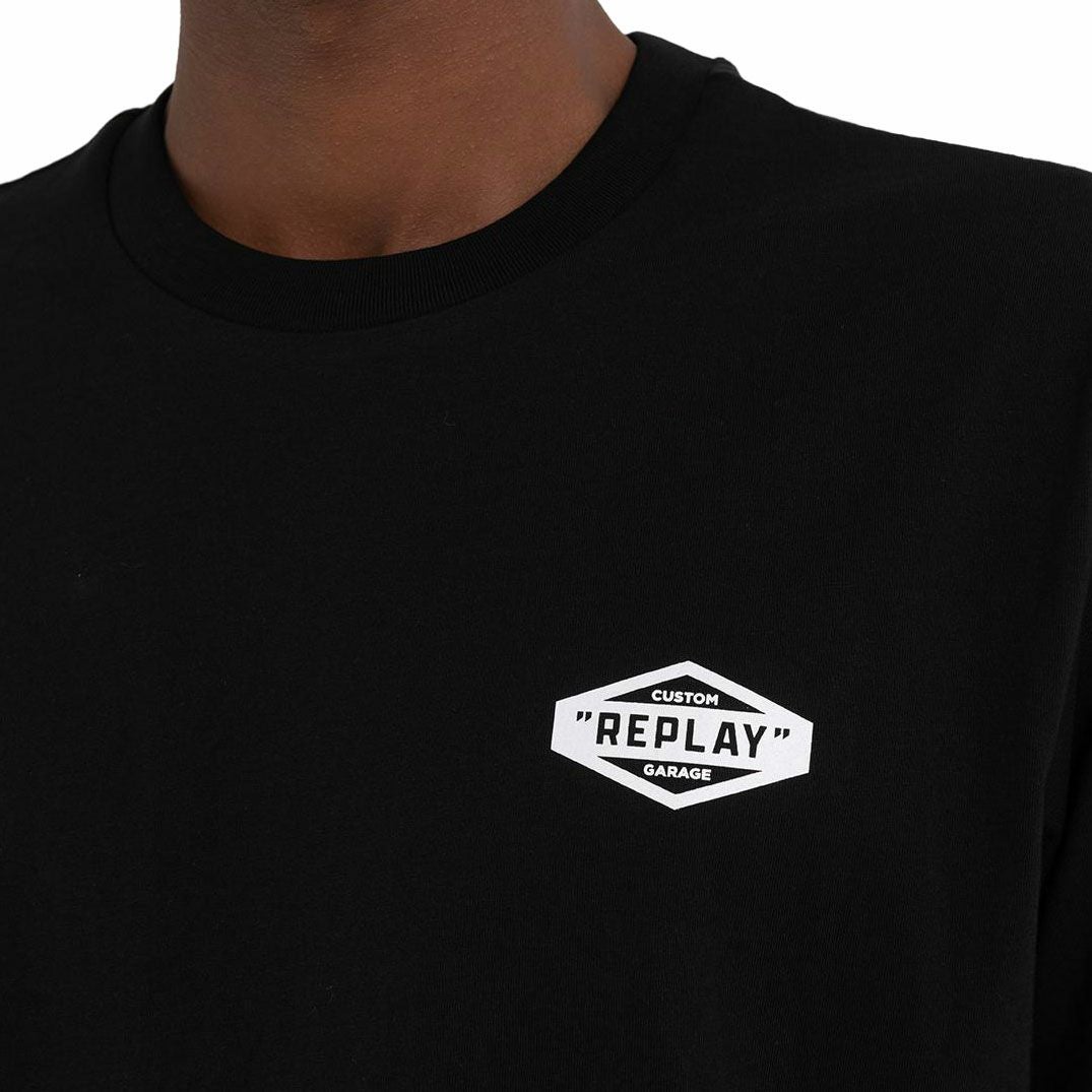 Replay｜カスタム プリントジャージ Tシャツ｜ブラック｜モデル着用