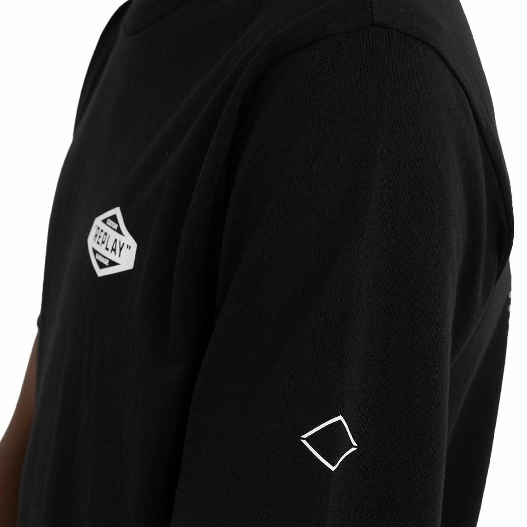 Replay｜カスタム プリントジャージ Tシャツ｜ブラック｜モデル着用