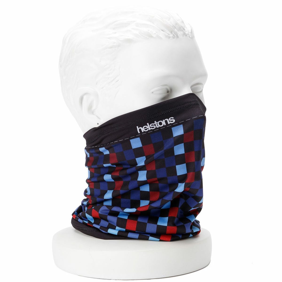 helstons｜ツール ド クー ネックチューブ｜ネックカバー｜ダミエブルーフォンセ｜着用