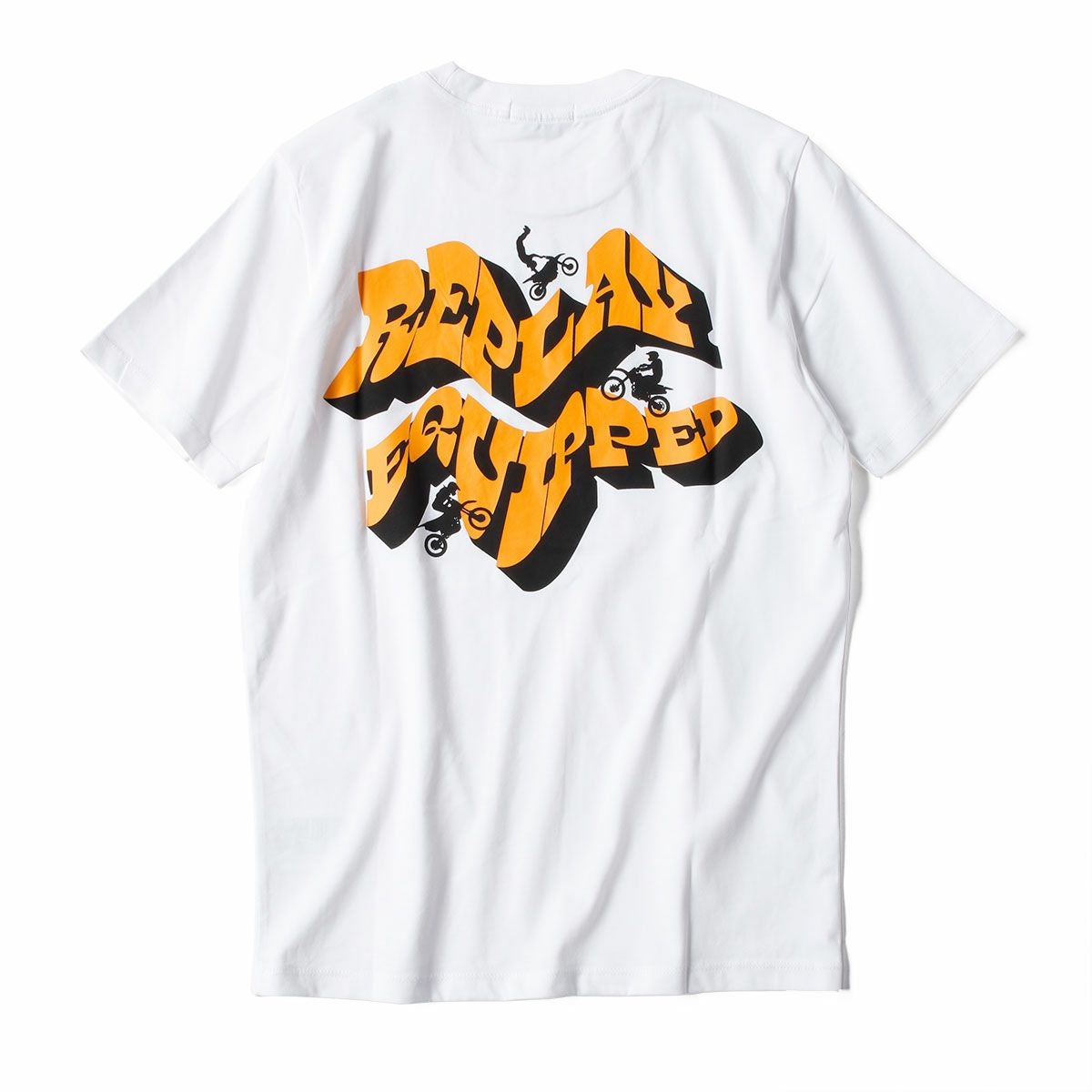 Replay｜バイカープリント オーガニックコットン Tシャツ｜ホワイト