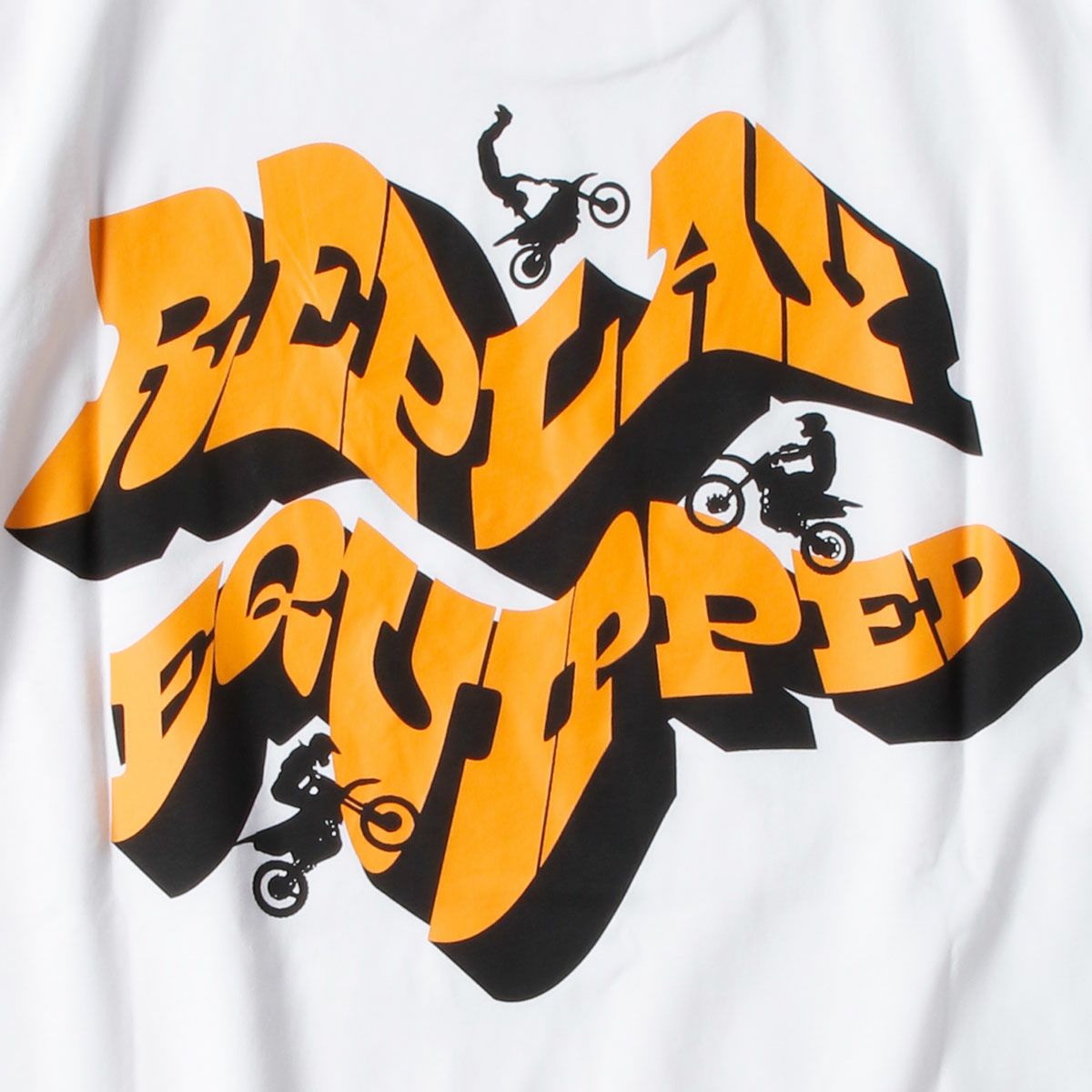 Replay｜バイカープリント オーガニックコットン Tシャツ｜ホワイト