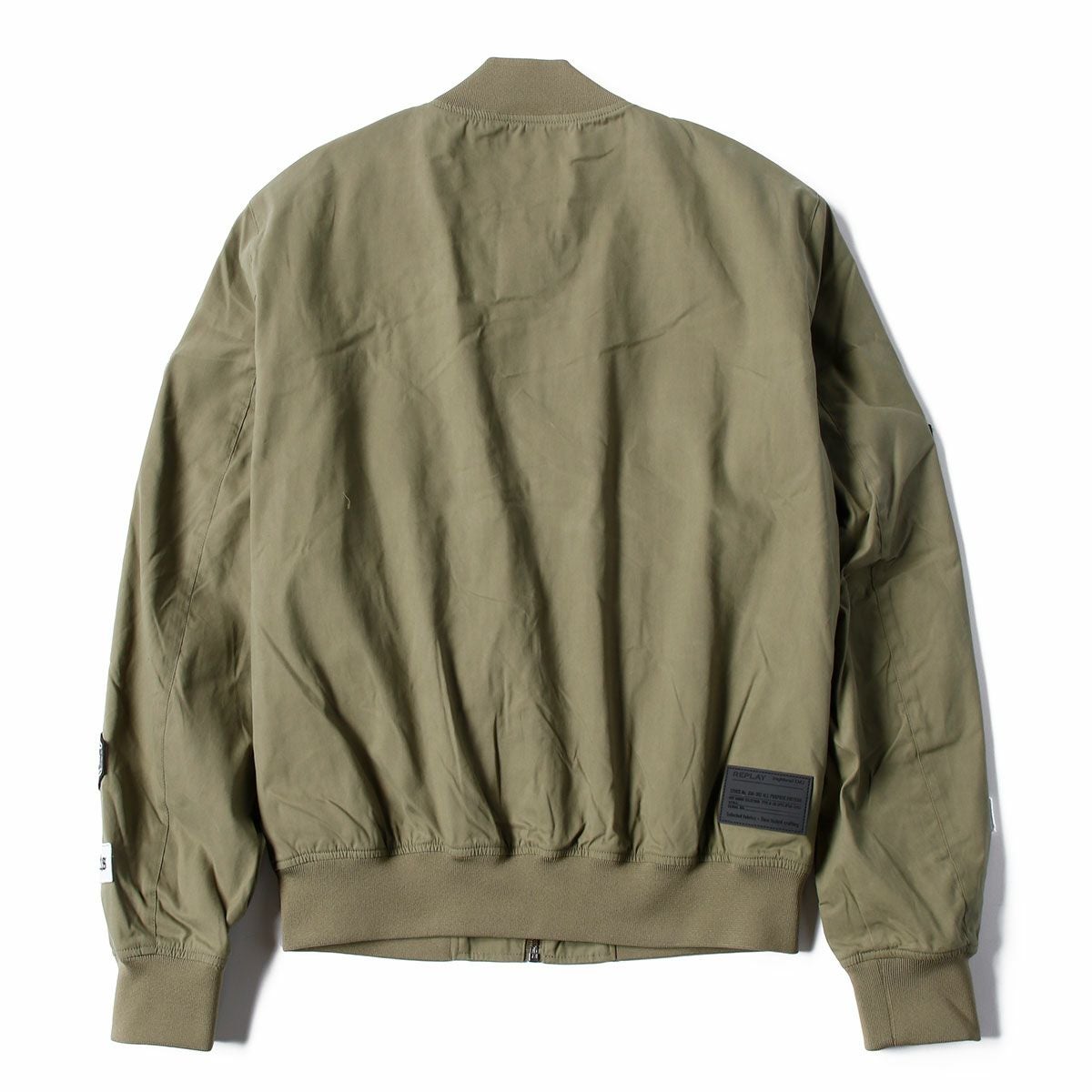 Replay｜フルジップ ボンバージャケット ウィズ アップリケ｜ファブリック｜ライトミリタリー
