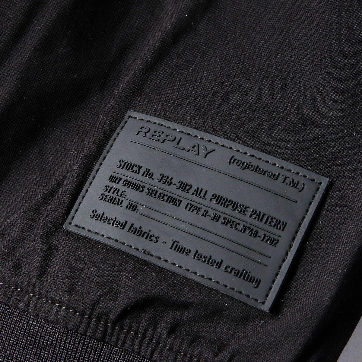 Replay｜フルジップ ボンバージャケット ウィズ アップリケ｜ファブリック｜ブラック