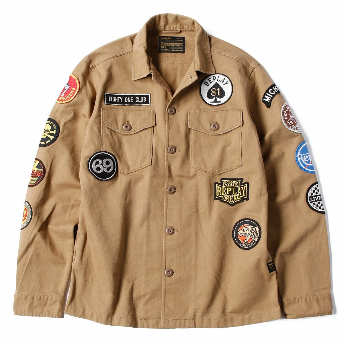 Replay｜アーミー ジャケット｜ファブリック｜キャメル