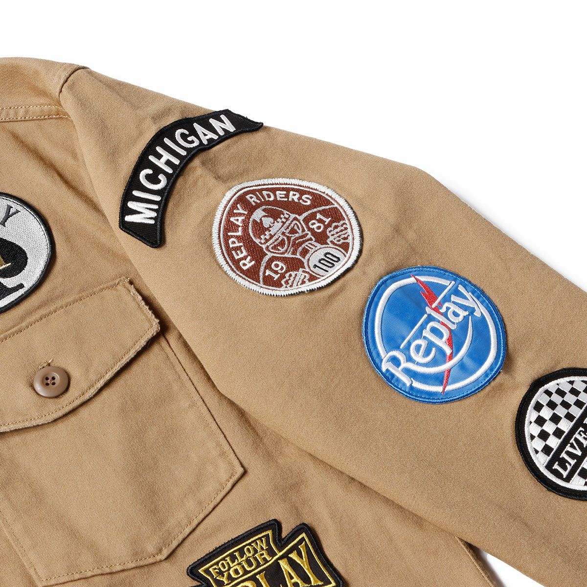 Replay｜アーミー ジャケット｜ファブリック｜キャメル