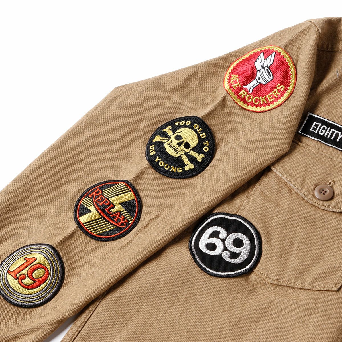 Replay｜アーミー ジャケット｜ファブリック｜キャメル