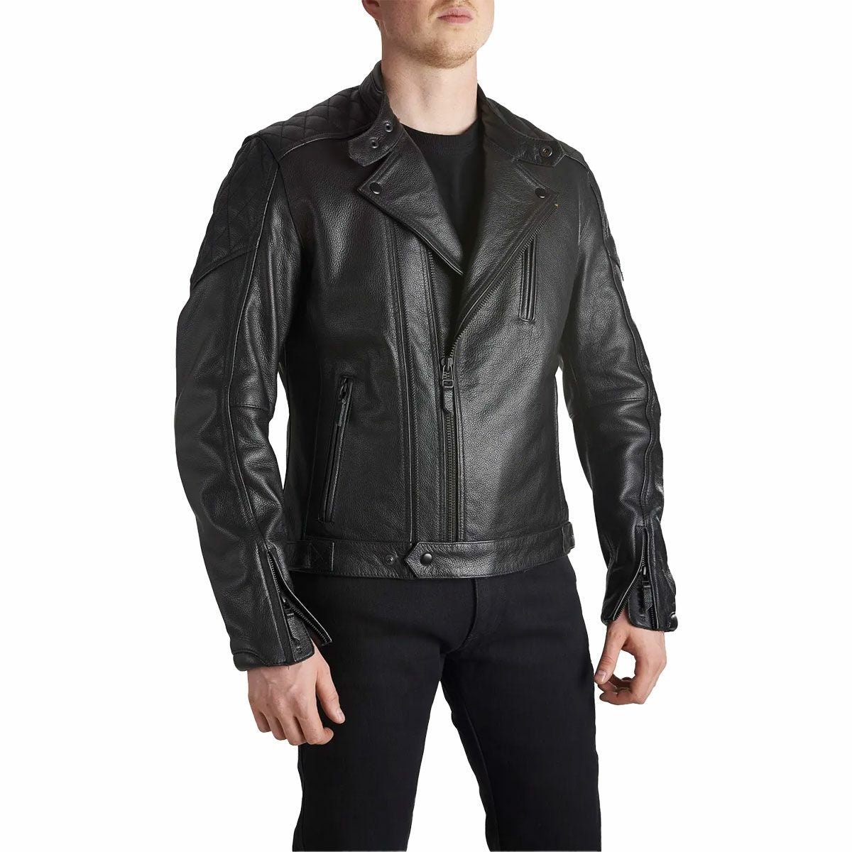 PANDO MOTO｜ツイン レザー ジャケット｜ブラック｜モデル着用