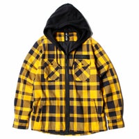 Replay｜イエローチェックコットンツイルシャツパーカー｜フーディ