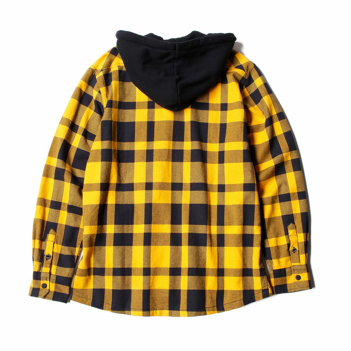 Replay｜イエローチェックコットンツイルシャツパーカー｜フーディ｜イエロー