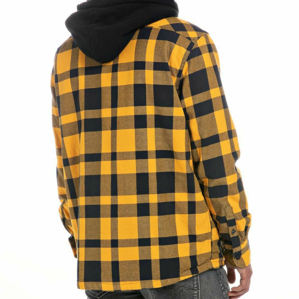 Replay｜イエローチェックコットンツイルシャツパーカー｜フーディ｜イエロー｜モデル着用