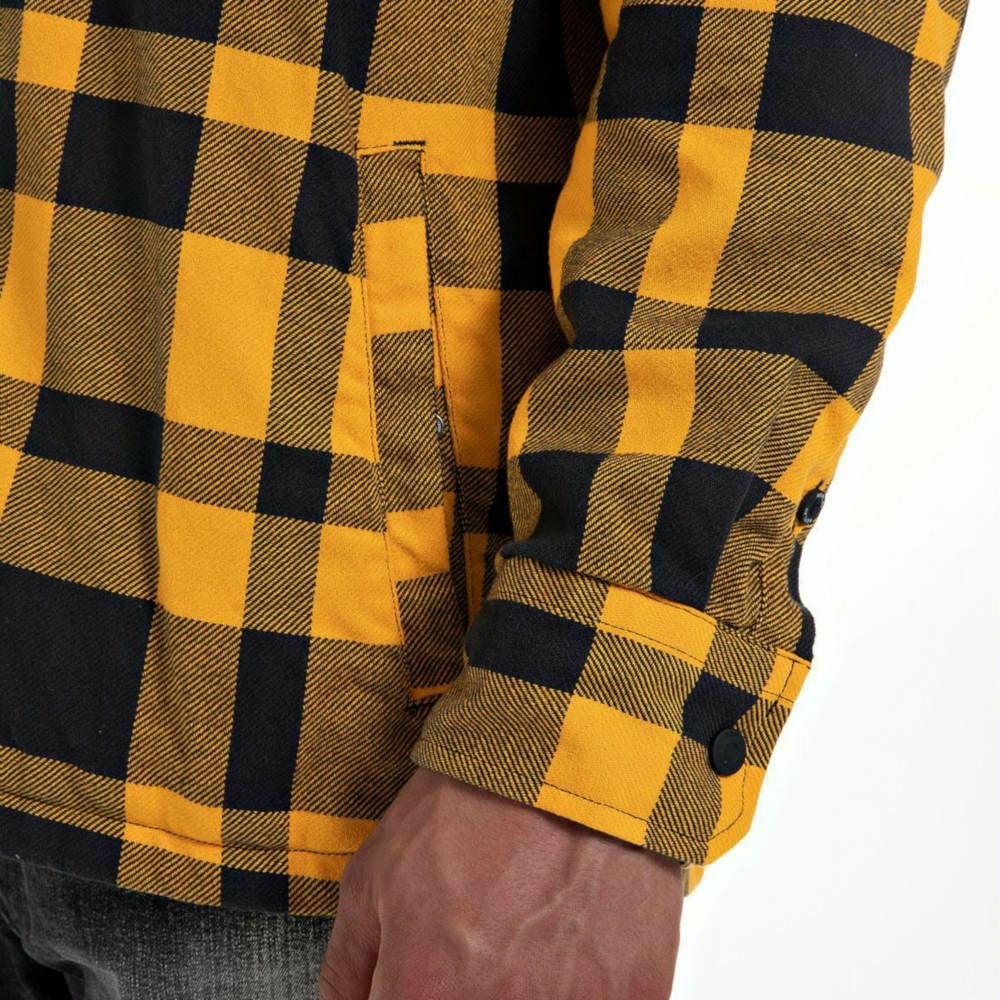 Replay｜イエローチェックコットンツイルシャツパーカー｜フーディ｜イエロー｜モデル着用