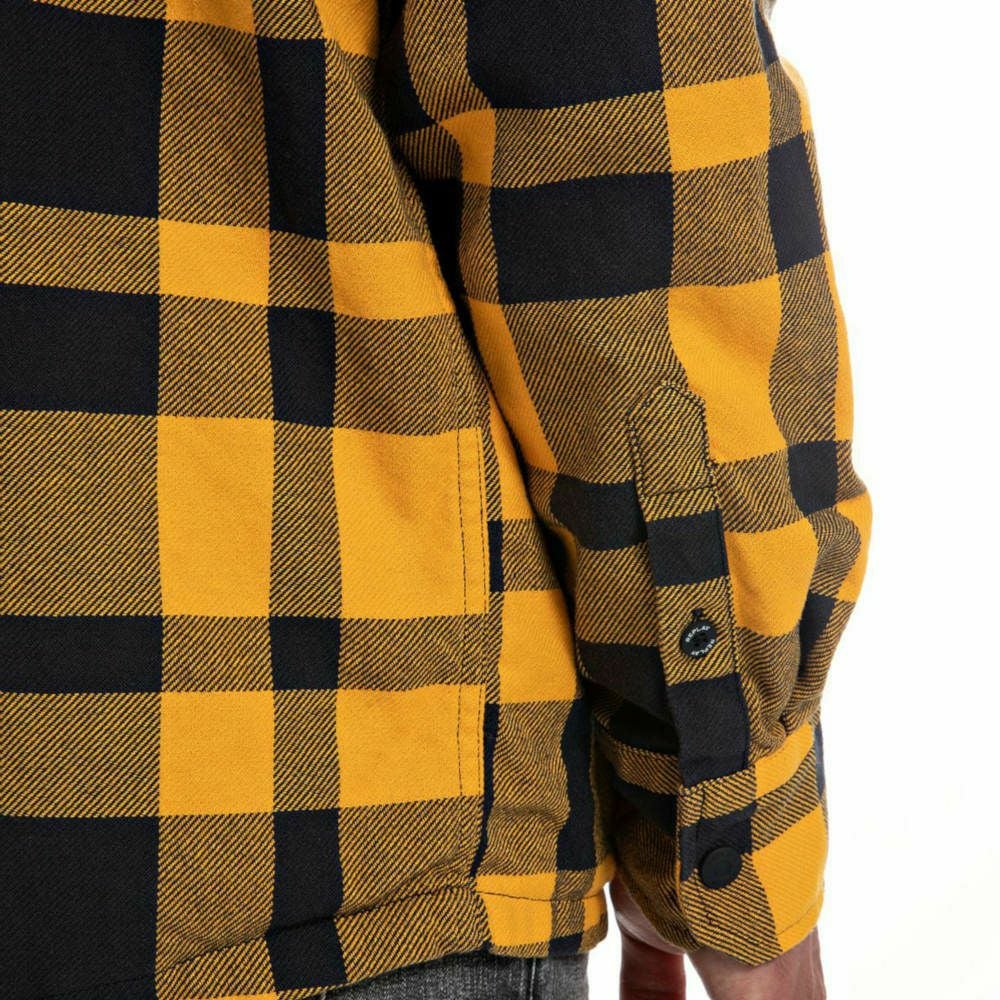 Replay｜イエローチェックコットンツイルシャツパーカー｜フーディ｜イエロー｜モデル着用