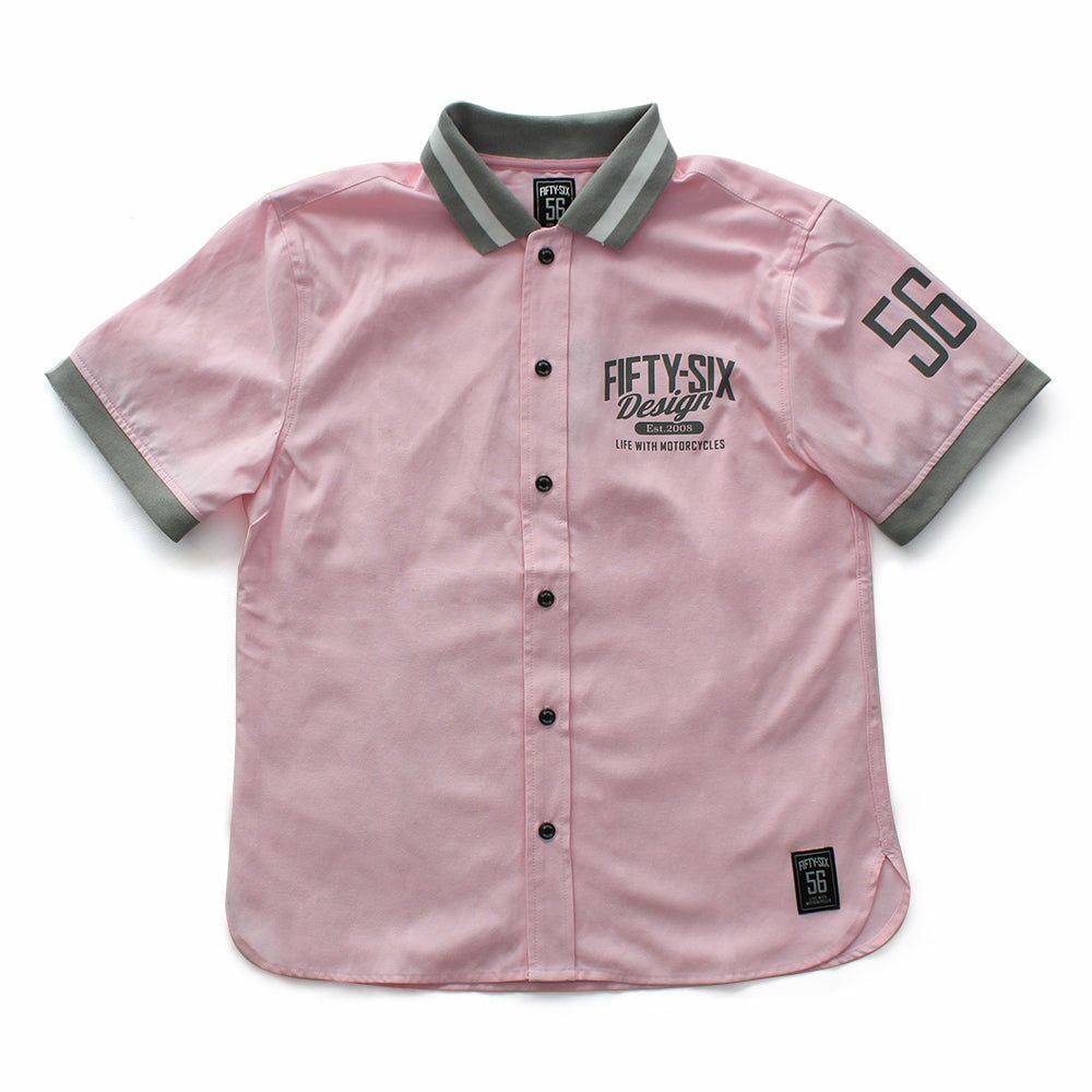 56design｜リブミックス ショートスリーブ シャツ｜ピンク