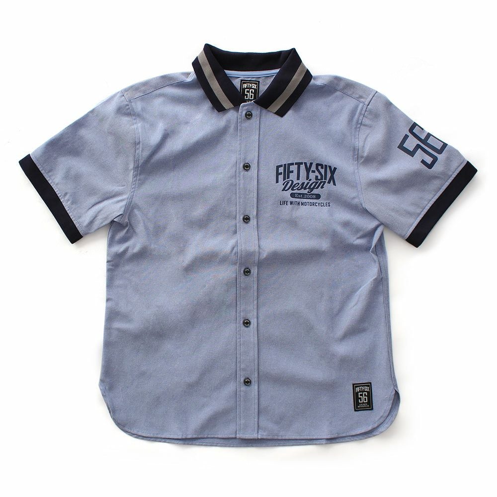 56design｜リブミックス ショートスリーブ シャツ｜サックスブルー