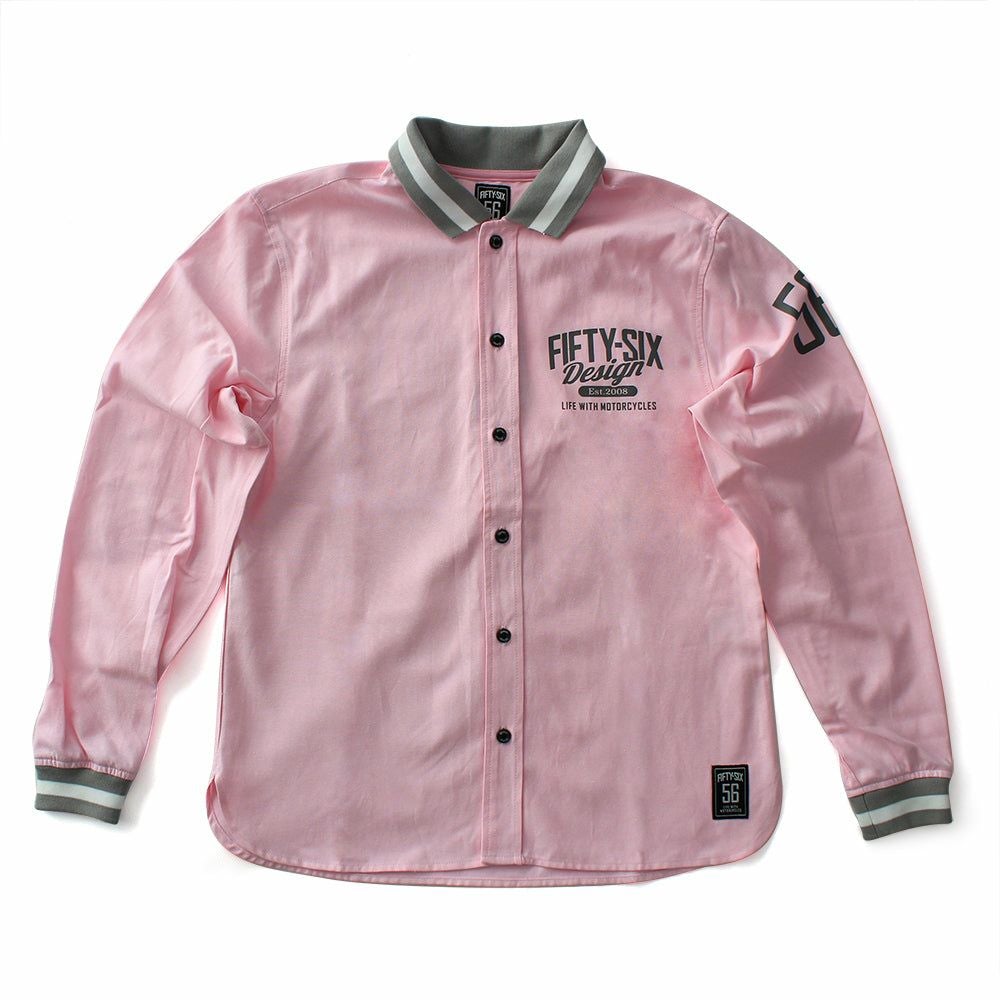 56design｜リブミックス ロングスリーブ シャツ｜ピンク