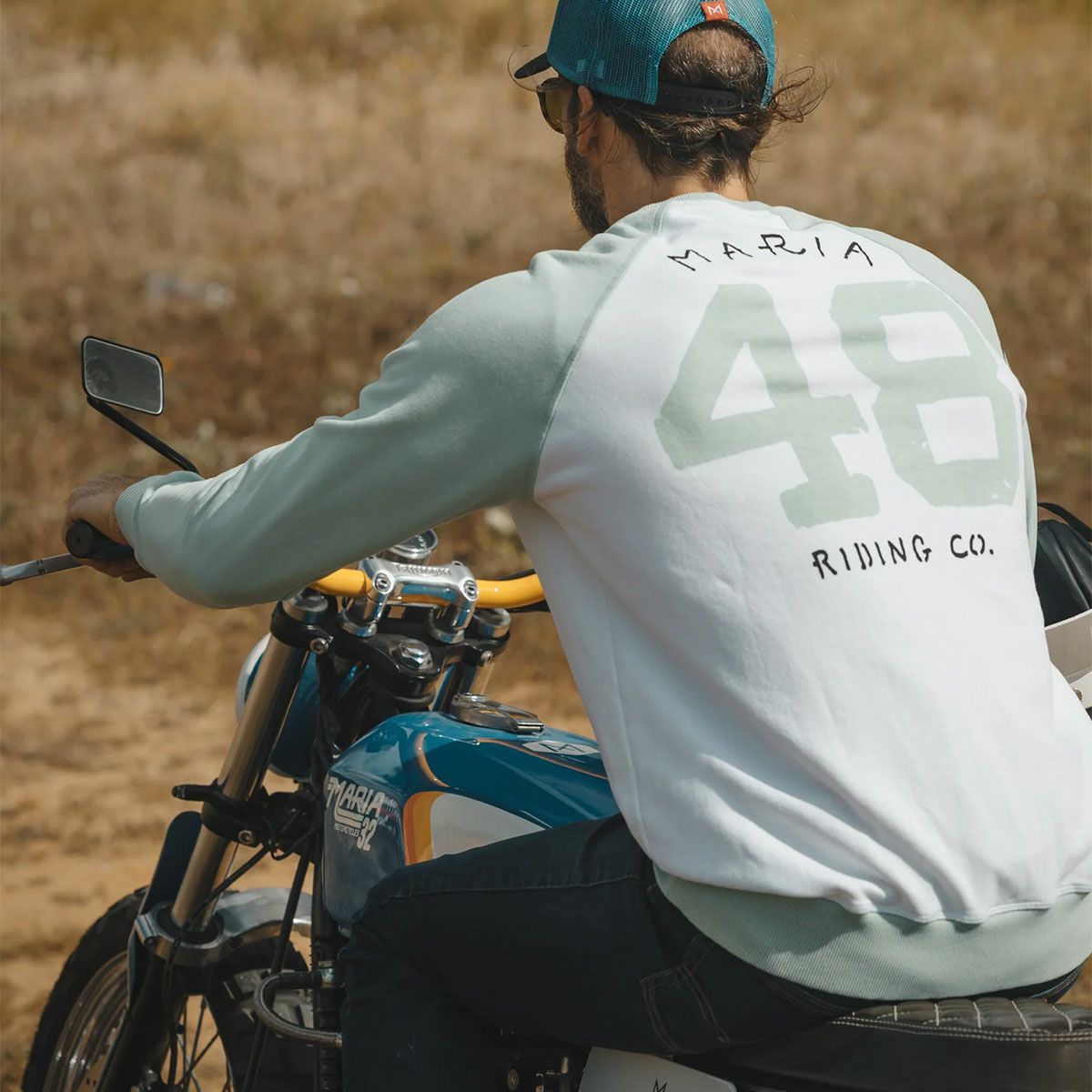 Maria Riding Company｜ドリフター サマー スウェットシャツ｜ミント×ホワイト｜モデル着用