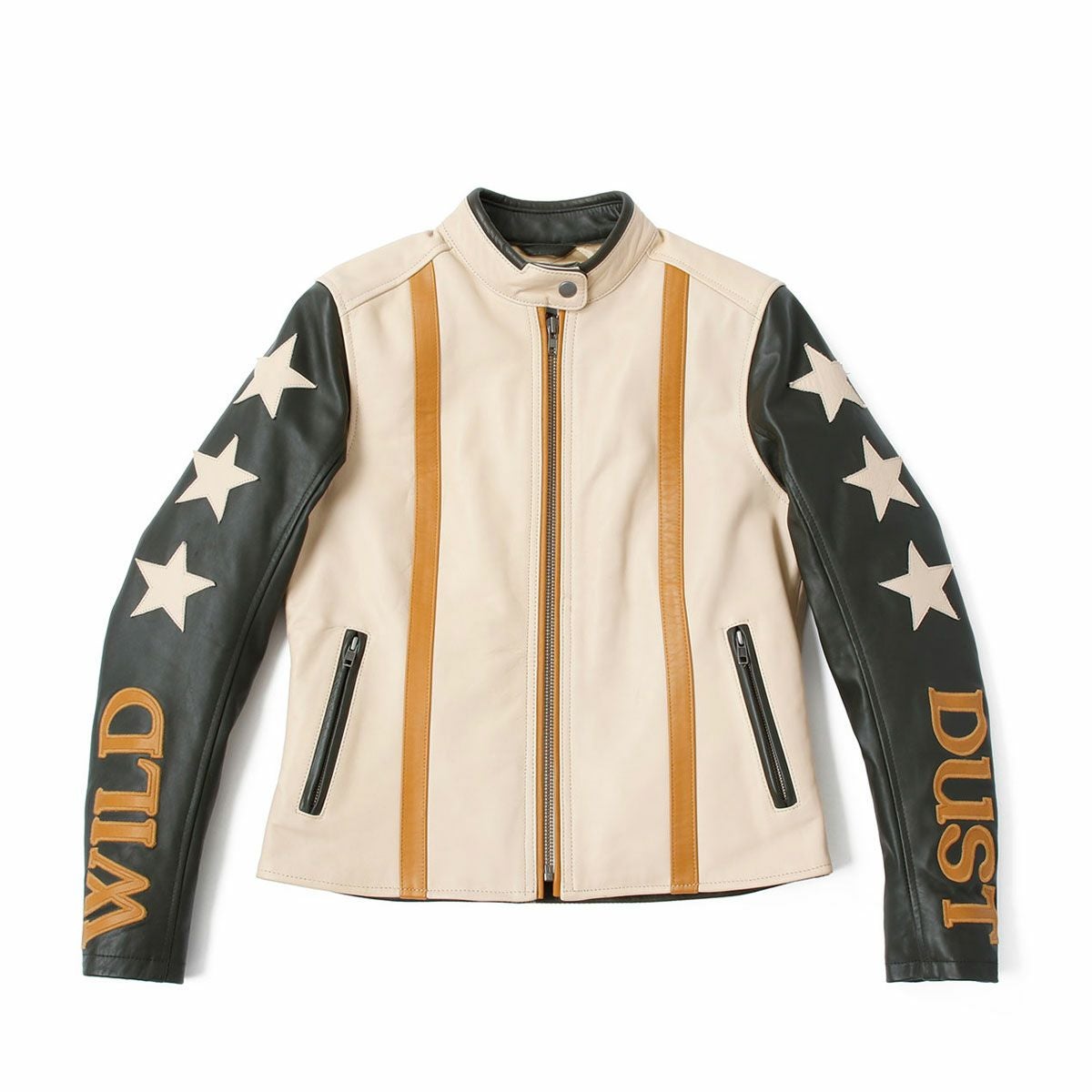 WILDUST｜スター ＆ ストライプ レザー ジャケット｜レザー｜カーキ