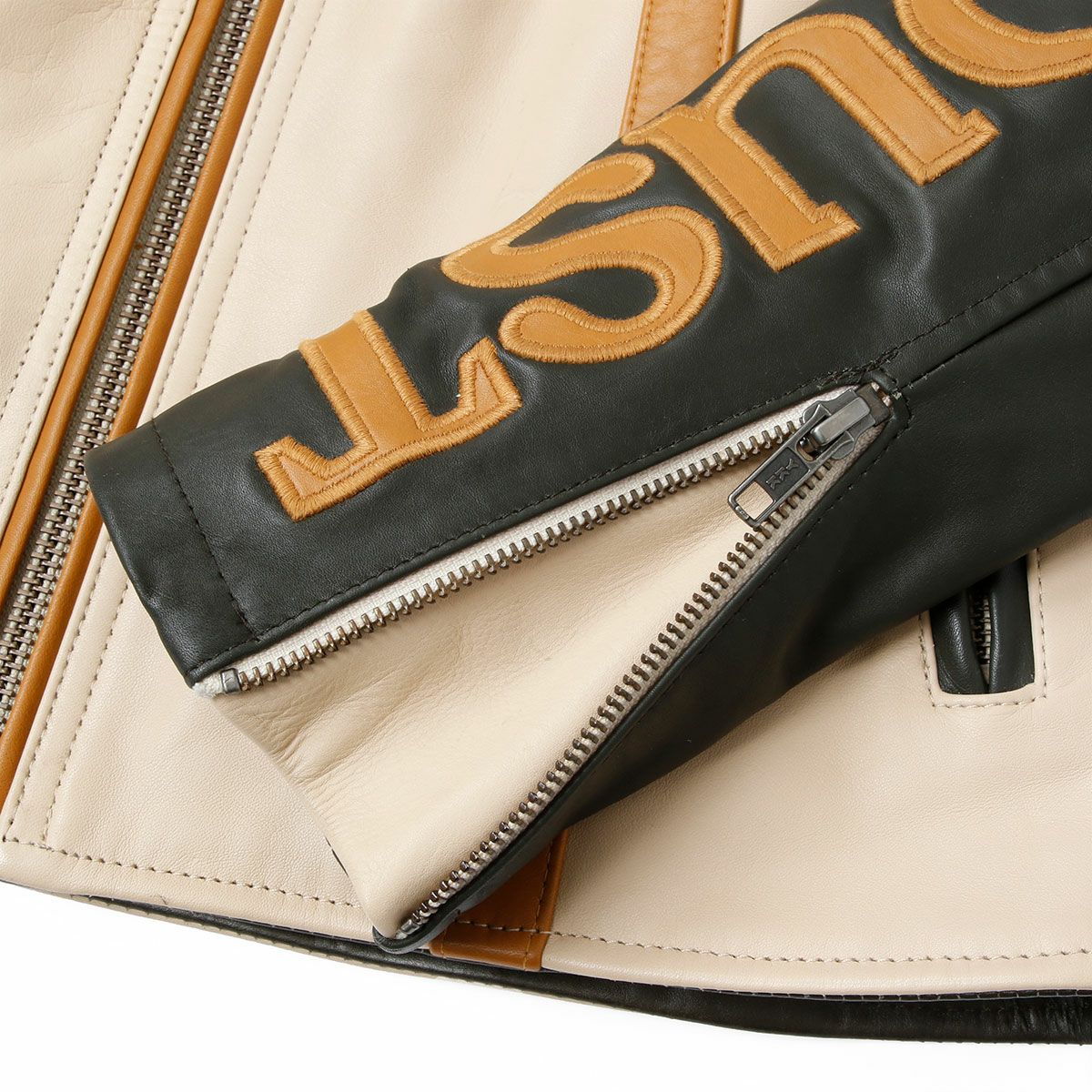 WILDUST｜スター ＆ ストライプ レザー ジャケット｜レザー｜カーキ