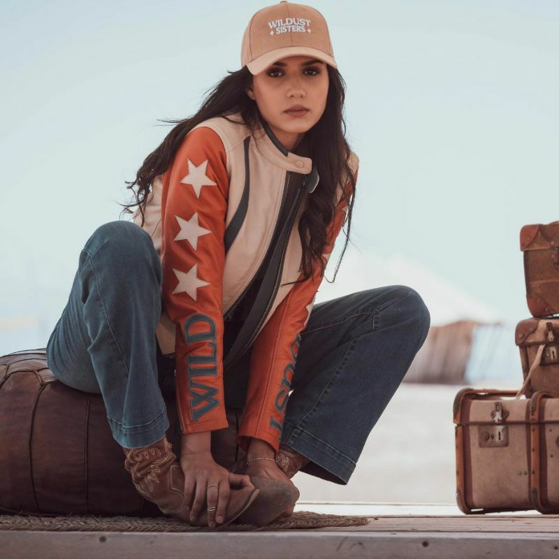 WILDUST｜スター ＆ ストライプ レザー ジャケット｜レザー｜ブリック｜モデル着用