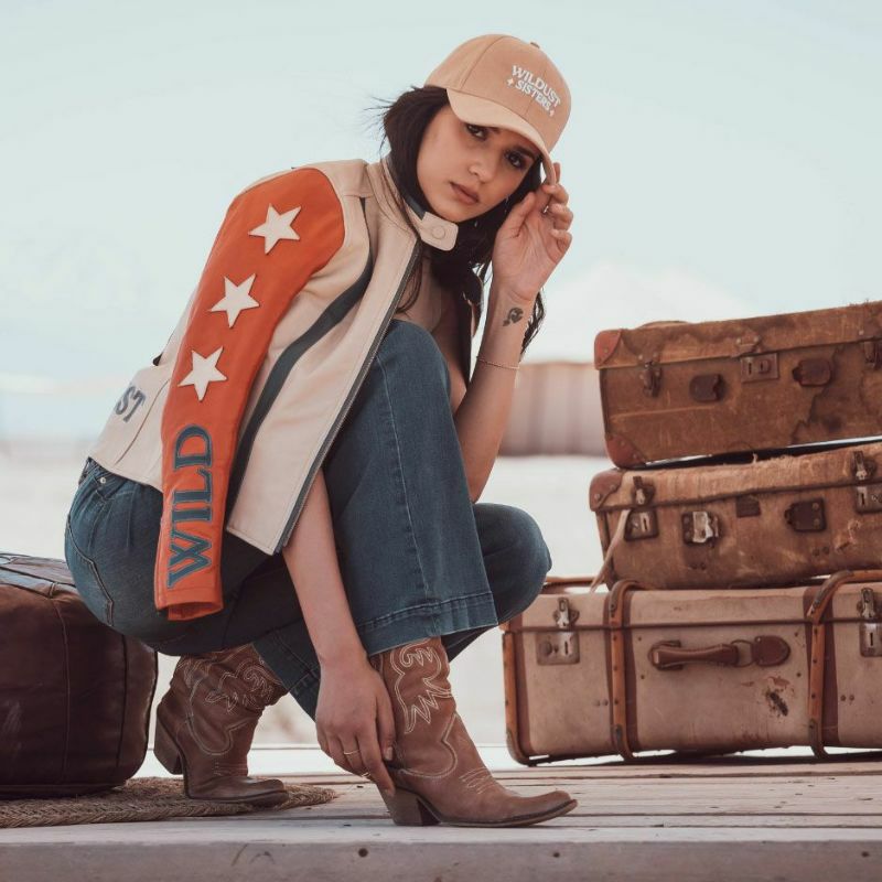 WILDUST｜スター ＆ ストライプ レザー ジャケット｜レザー｜ブリック｜モデル着用