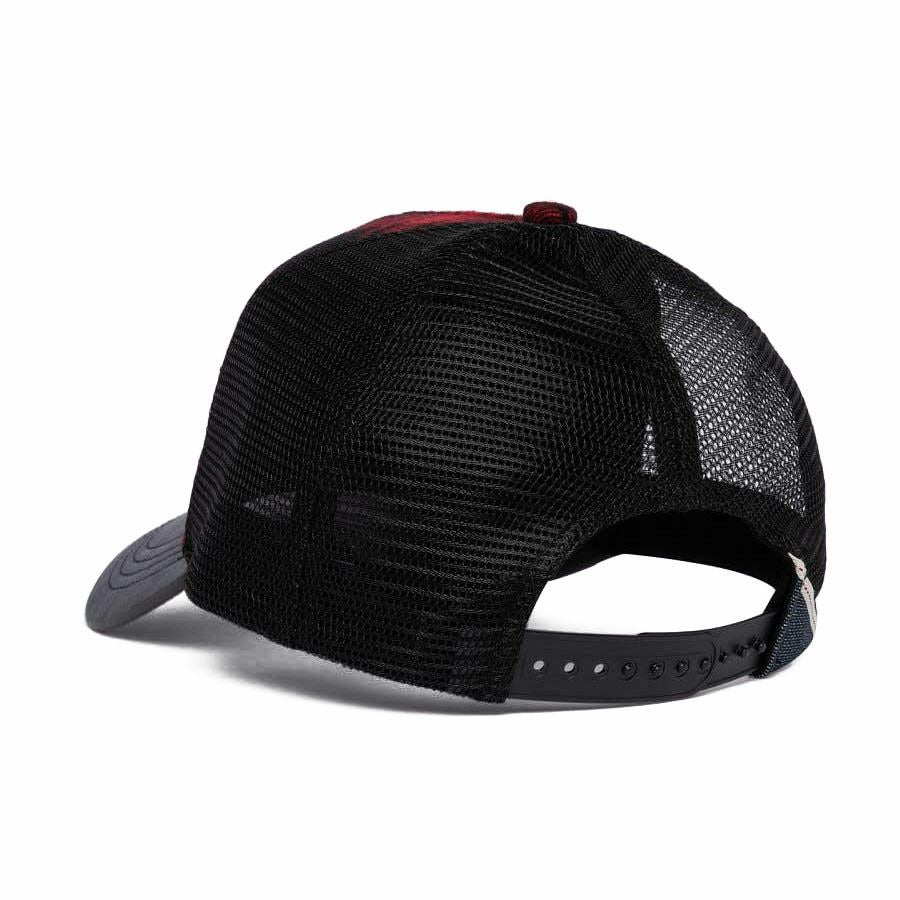 Replay｜ウール チェック パッチ キャップ｜帽子｜ブラック×ブラッドレッド