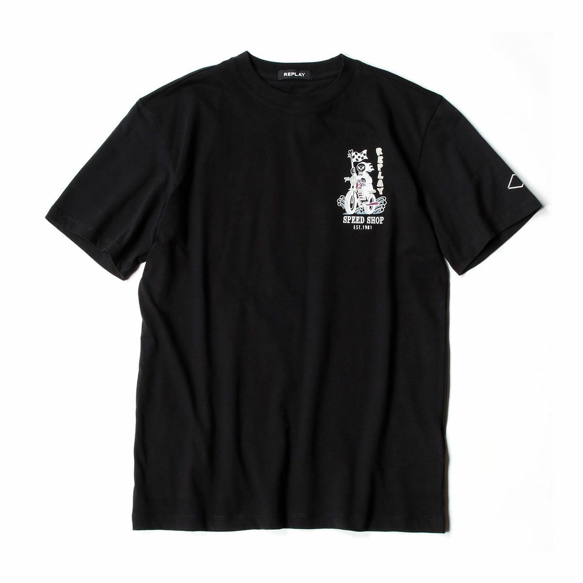 Replay｜レーサープリント Ｔシャツ｜ブラック