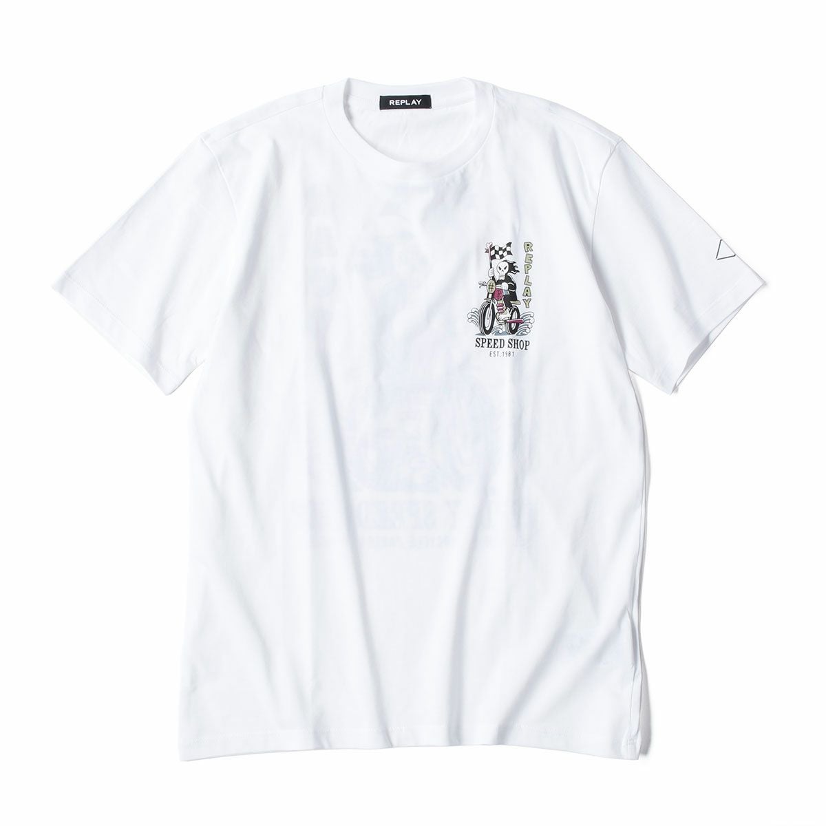 Replay｜レーサープリント Ｔシャツ｜ホワイト