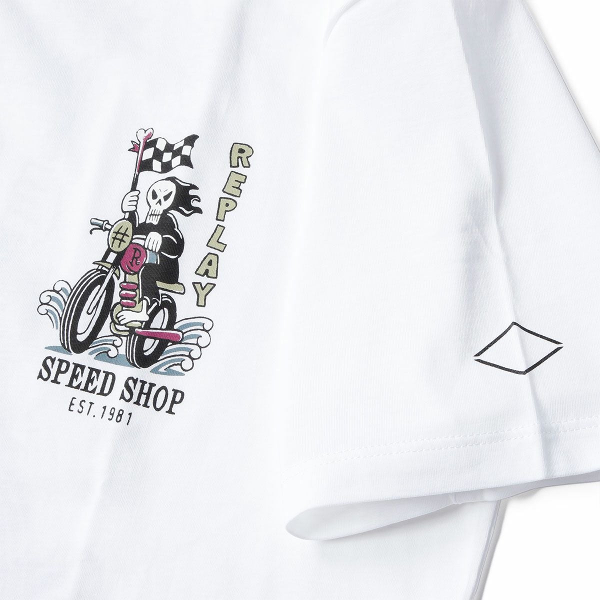 Replay｜レーサープリント Ｔシャツ｜ホワイト