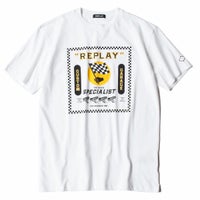 Replay｜バイカープリント クルーネック Tシャツ｜ホワイト