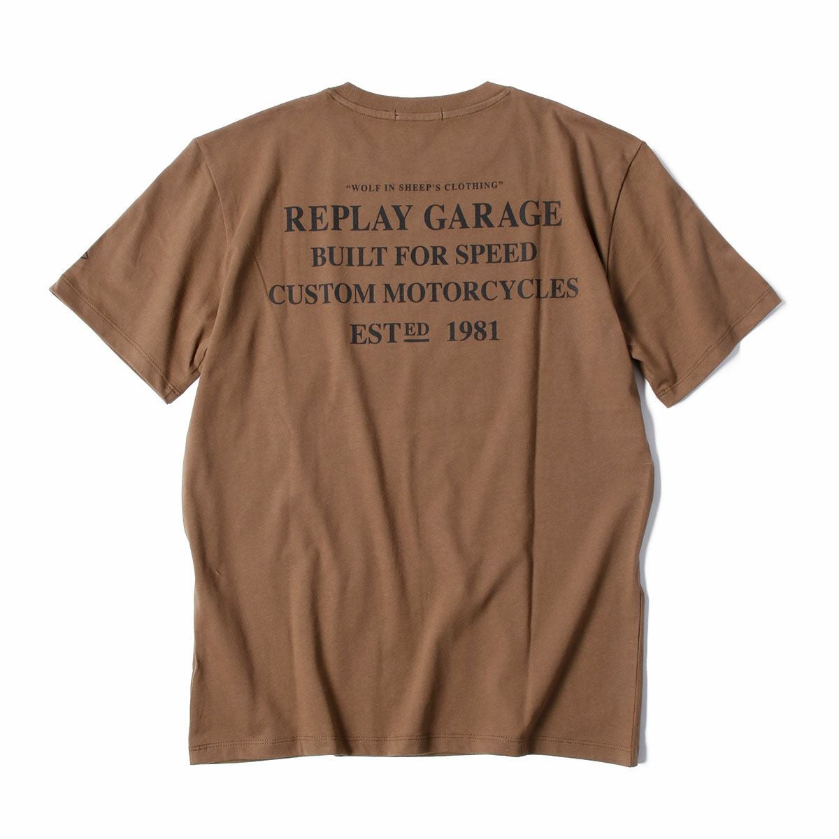 Replay｜モーターサイクル プリント Ｔシャツ｜ブラウン