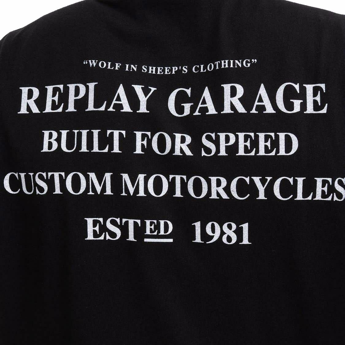 Replay｜モーターサイクル プリント Ｔシャツ｜ブラック｜モデル着用