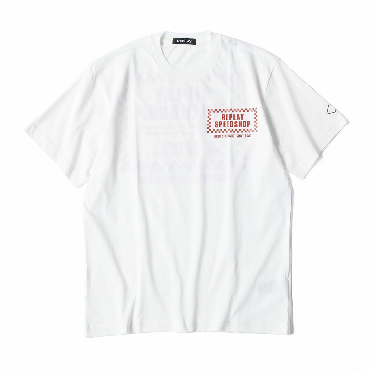 Replay｜バイカー プリント Ｔシャツ｜ホワイト