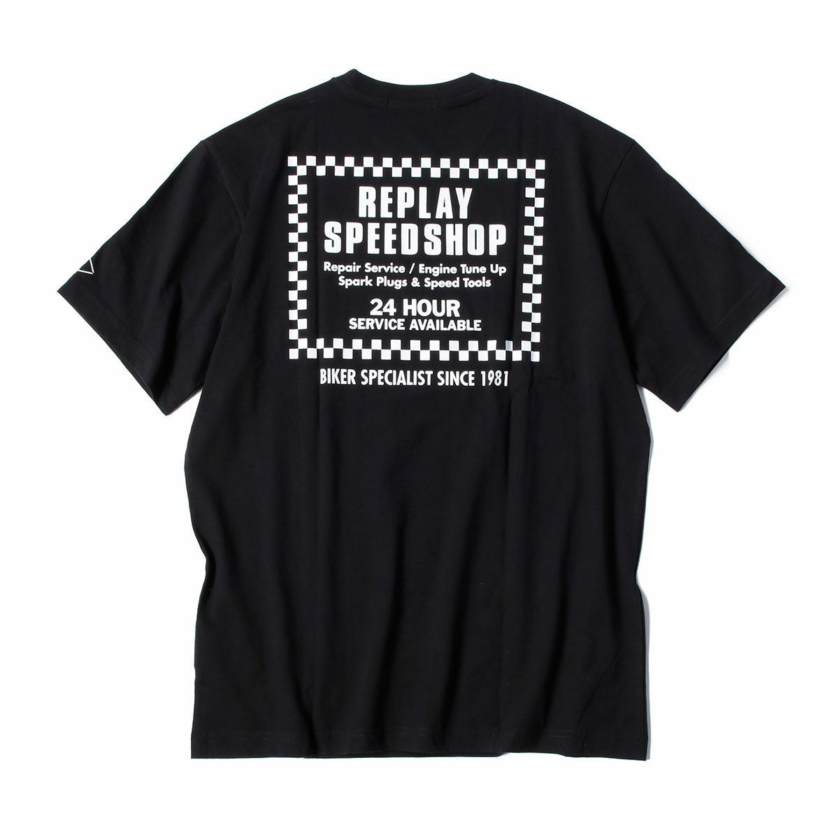 Replay｜バイカー プリント Ｔシャツ｜ブラック