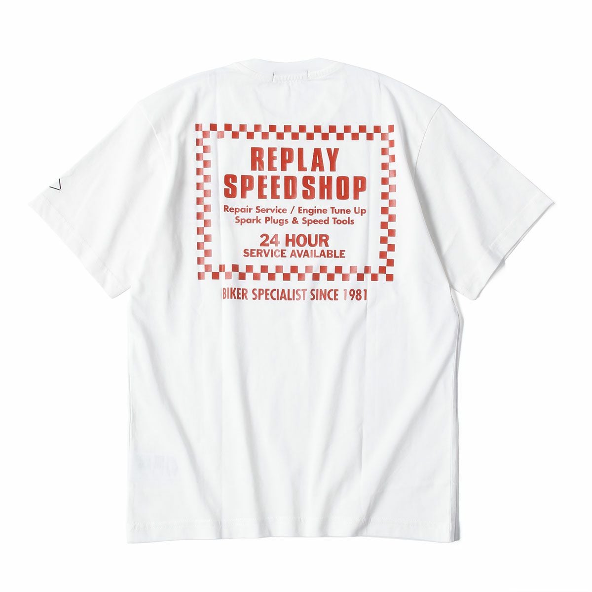 Replay｜バイカー プリント Ｔシャツ｜ホワイト