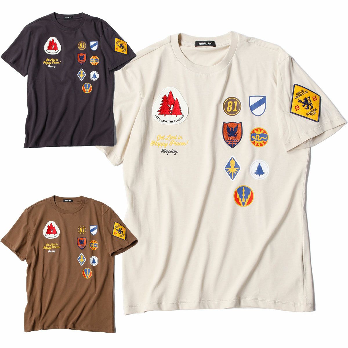 Replay｜クルーネック パッチ Tシャツ｜