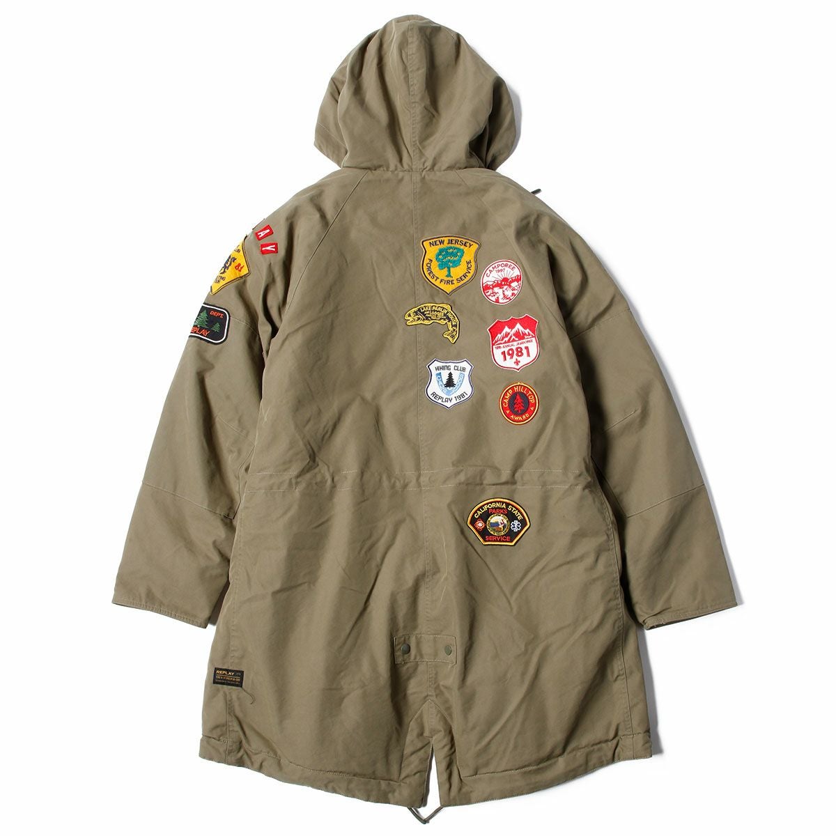 Replay｜フーディ パッチコート｜ファブリック｜アーミーグリーン