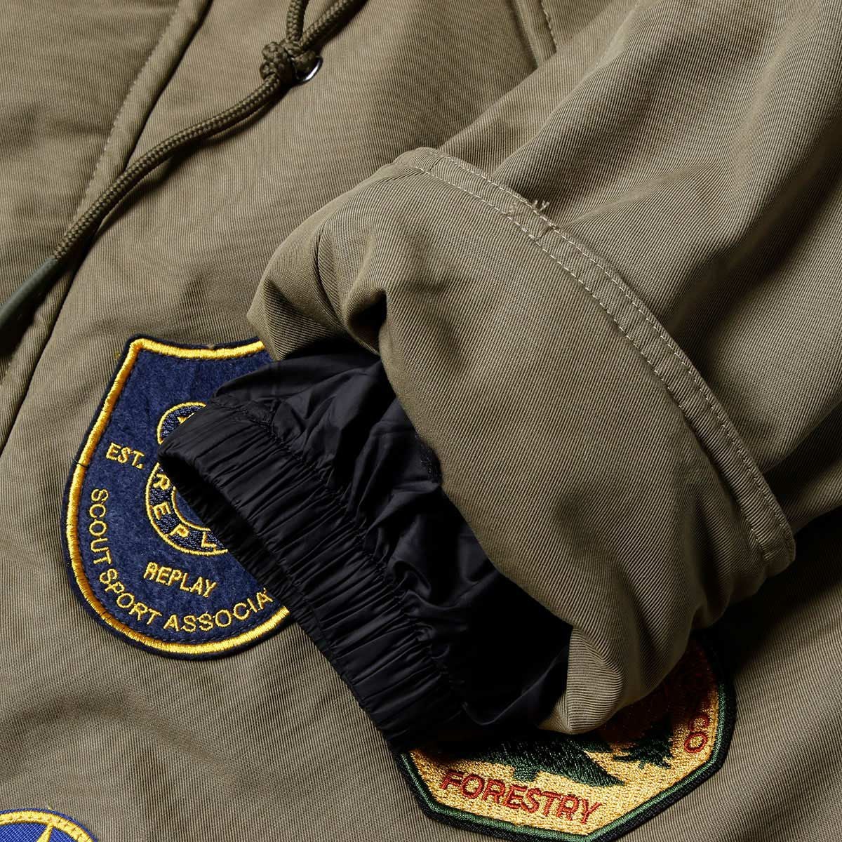 Replay｜フーディ パッチコート｜ファブリック｜アーミーグリーン