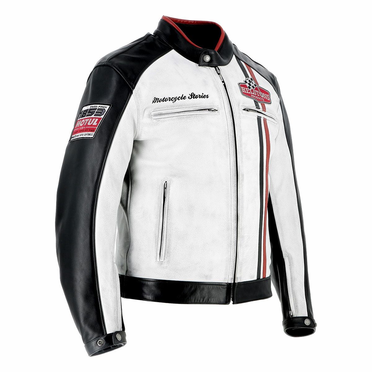 helstons｜ジェイ レザー ジャケット｜ホワイト×ブラック