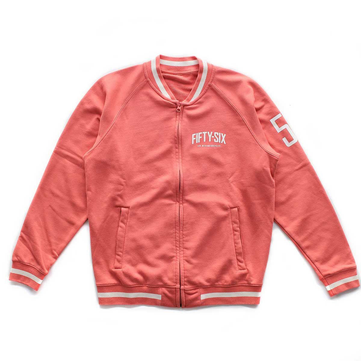 56design｜ジップ アップ スウェット｜コーラルピンク
