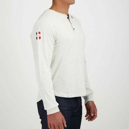 Steve McQueen｜ル・マン 24H スティーブ・マックィーン HENLEY ロングスリーブ Tシャツ｜ロングスリーブ｜エクリュヘザー｜モデル着用
