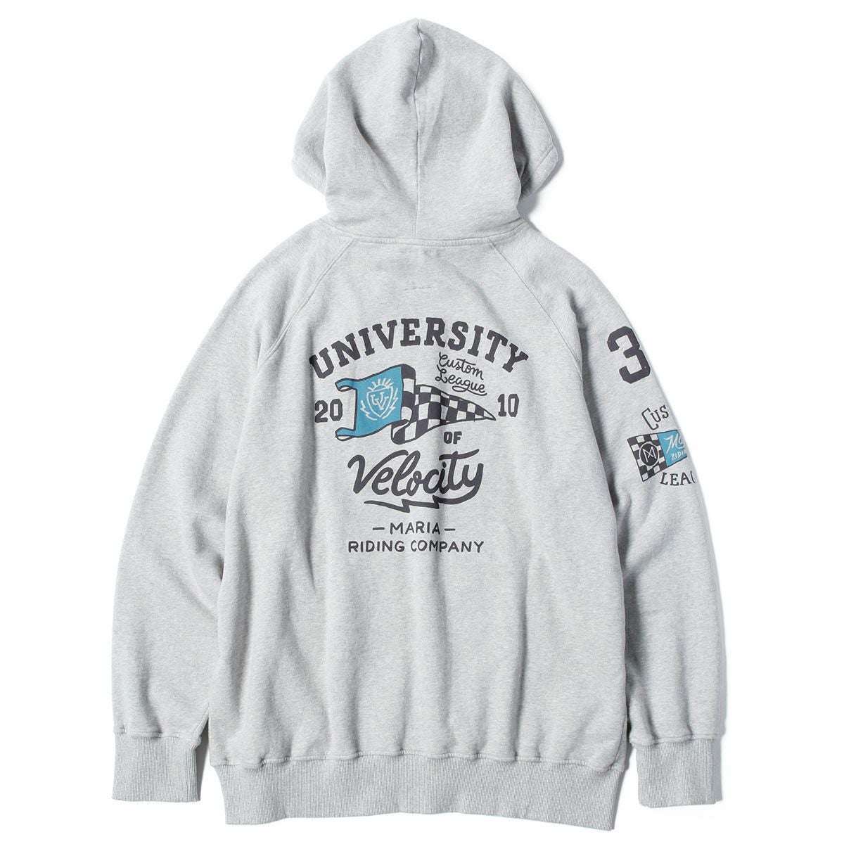 Maria Riding Company｜ユニバーシティ オブ ベロシティ フーディ｜グレー