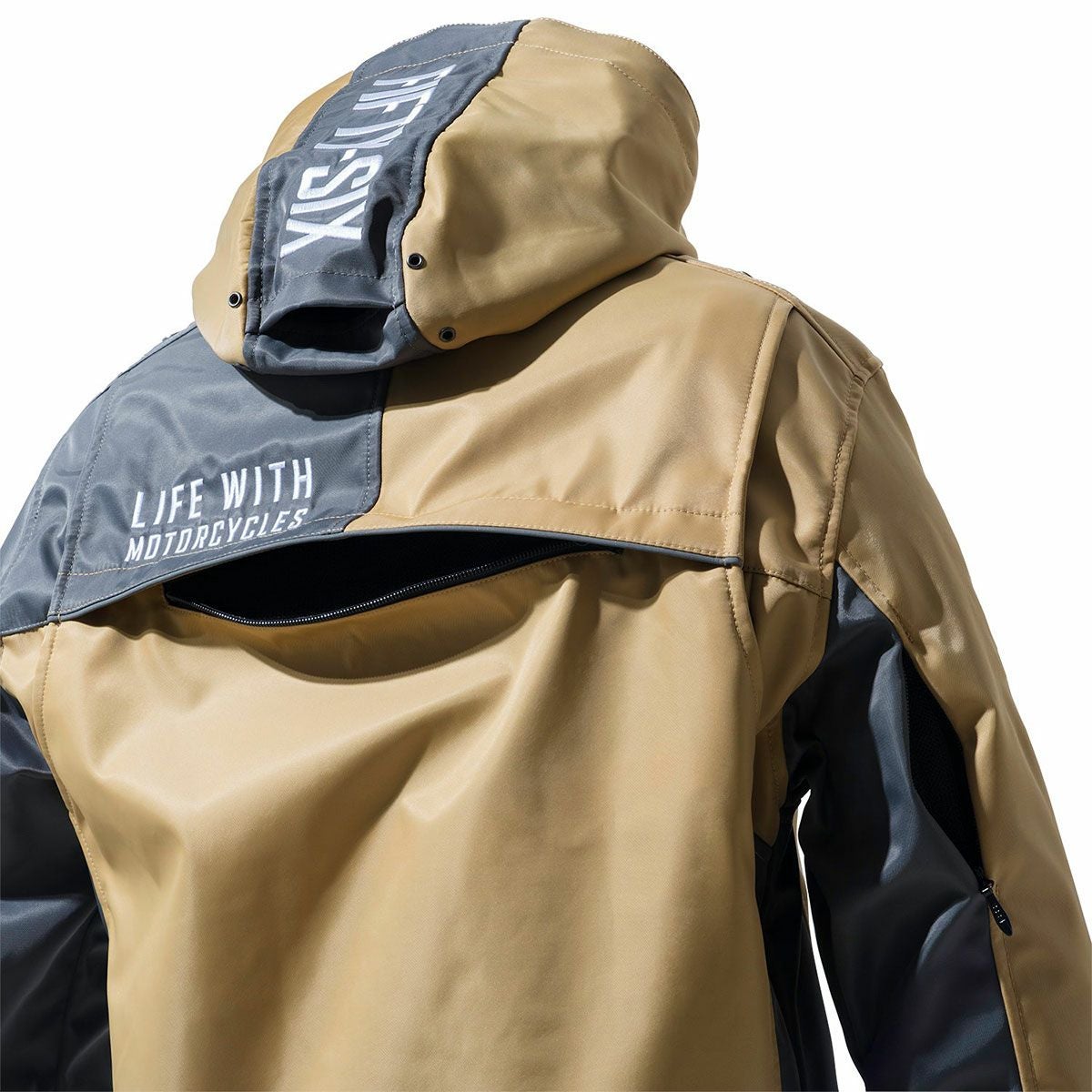 56design｜クォーター パーカー 24｜ファブリック｜チャコールグレー×サンドベージュ