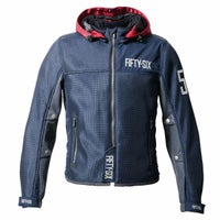 56design｜カラー フーディー メッシュ ジャケット 24｜メッシュ｜ネイビー×レッド