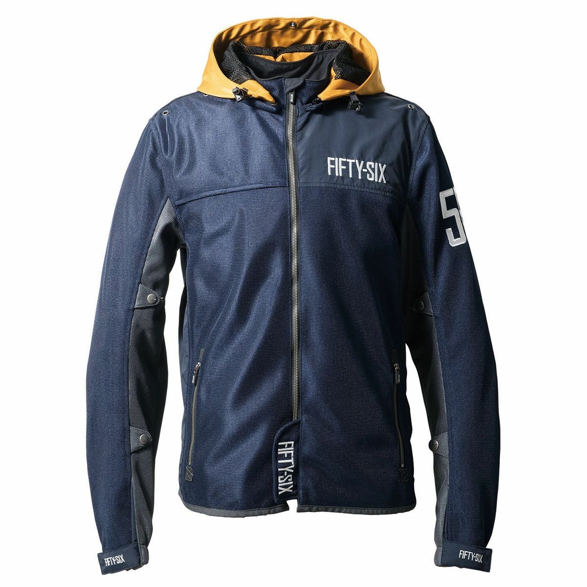56design｜カラー フーディー メッシュ ジャケット 24｜メッシュ｜ネイビー×イエローオーカー