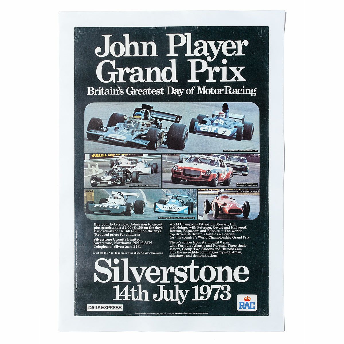 1973 F1 イギリスGP ジョン プレイヤー グランプリ 大会オフィシャル