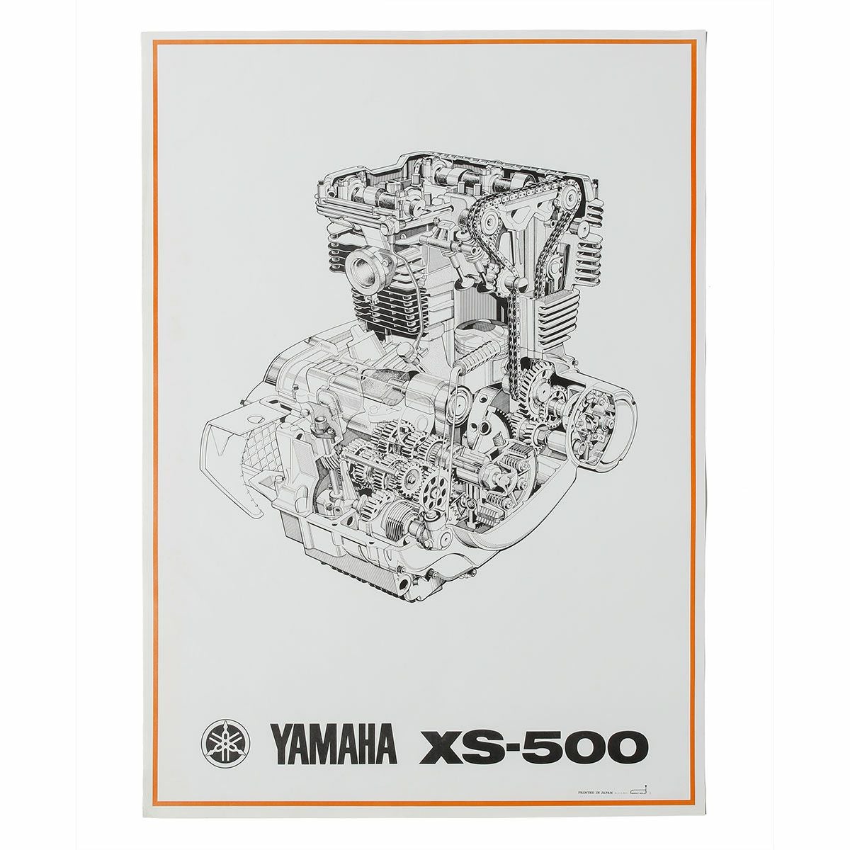 ONLY ONE LEGEND COLLECTION｜ヤマハ XS500 エンジン イラストレーション ヴィンテージポスター 4枚セット｜